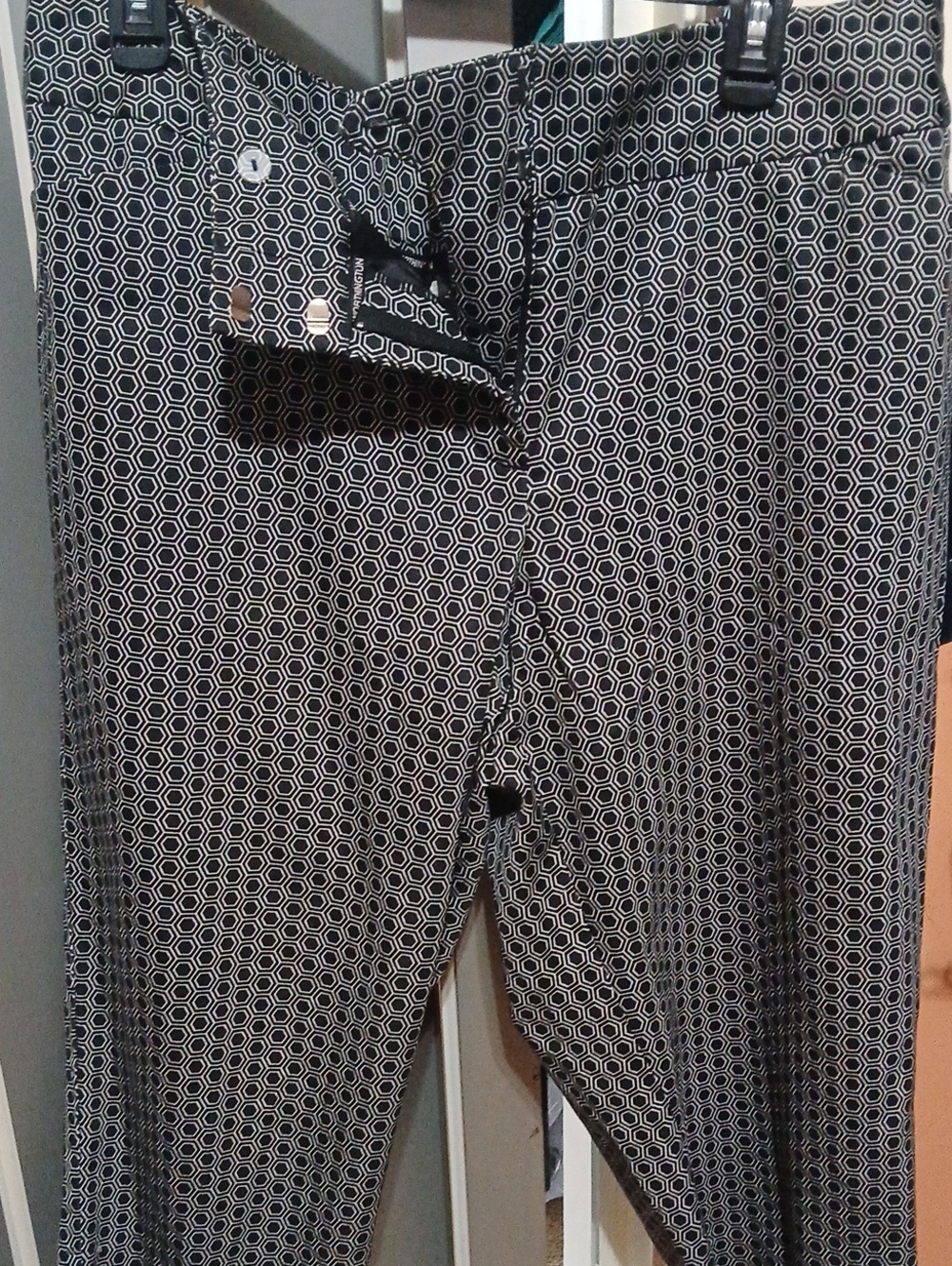 Worthington Black and White Hexagon Pattern Trousers